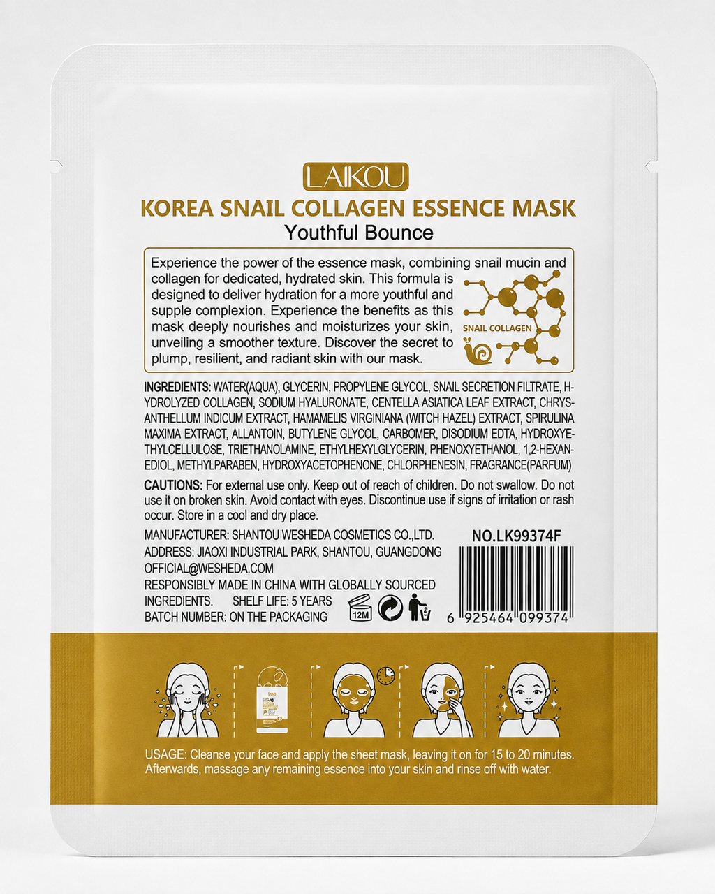 Snail Face Mask (1pc)